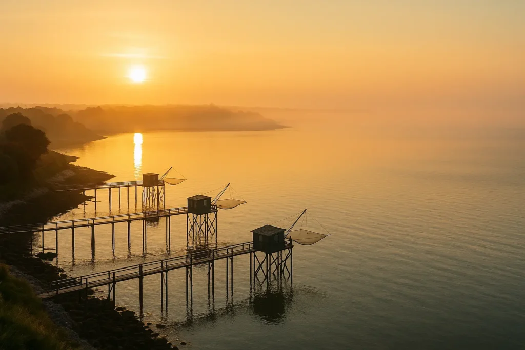 Carrelets sur l’estuaire en Charente-Maritime, cadre de cérémonie laïque